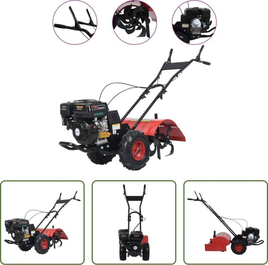 The Living Store Cultivator Krachtige 50cm Tuinfrees 175-350mm Diepte Metalen Bladen 196cc Benzinemotor Rood Zwart