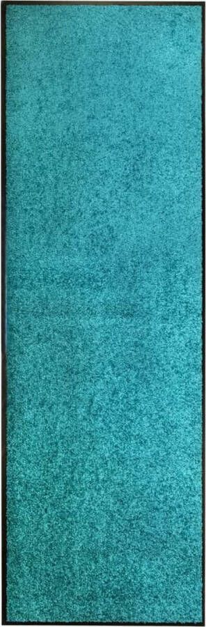 The Living Store Deurmat Binnen- en Buitengebruik 180x60 cm Cyaan Anti-slip PVC 9 mm