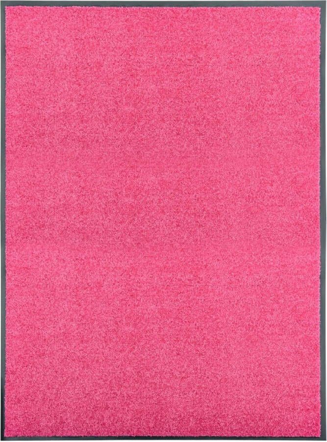 The Living Store Deurmat Binnen buitenmat 120x90 cm Roze Polyamide Anti-slip PVC