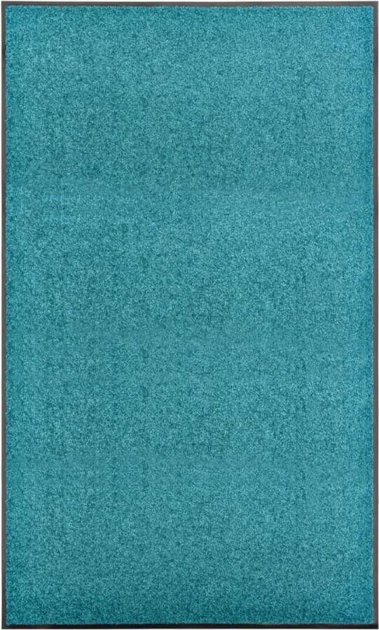 The Living Store Deurmat Binnen buitenmat 150x90cm Cyaan 100% polyamide Anti-slip PVC achterkant