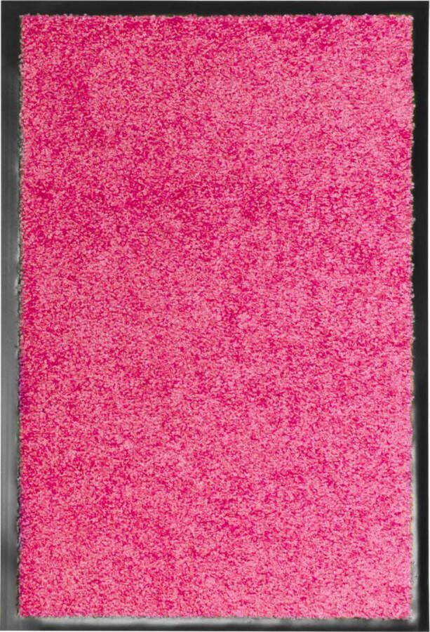 The Living Store Deurmat Binnen buitenmat 60 x 40 cm Roze PVC achterkant Machine wasbaar