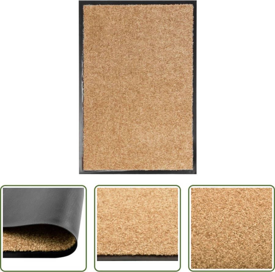 The Living Store Deurmat Maten 60 x 40 cm Anti-slip PVC Machine Wasbaar Crème 100% Polyamide