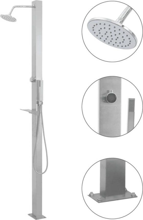 The Living Store Douchepaneelsysteem RVS geborsteld 10 x 6.5 x 210 cm Regendouche en handdouche