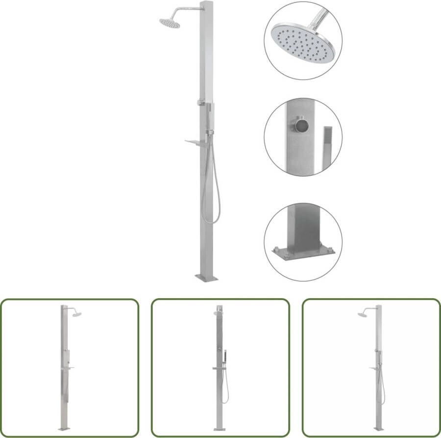 The Living Store Douchepaneelsysteem RVS geborsteld 10 x 6.5 x 210 cm Regendouche en handdouche