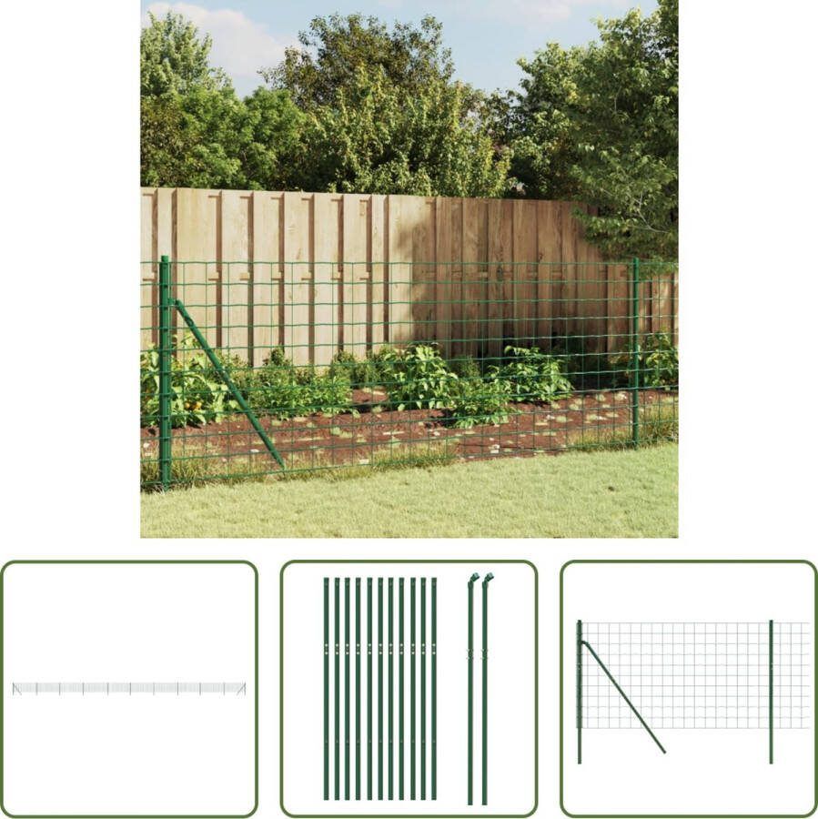 The Living Store Draadgaasomheining groen 1.1 x 25m (H x L) 100 x 100mm gaas 1.5 1.9mm draad gegalvaniseerd staal met PVC-coating montage vereist inclusief accessoires