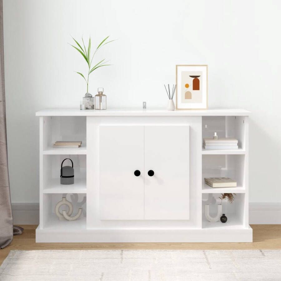 The Living Store Dressoir 100x35-5x60 cm bewerkt hout hoogglans wit Keukenkast