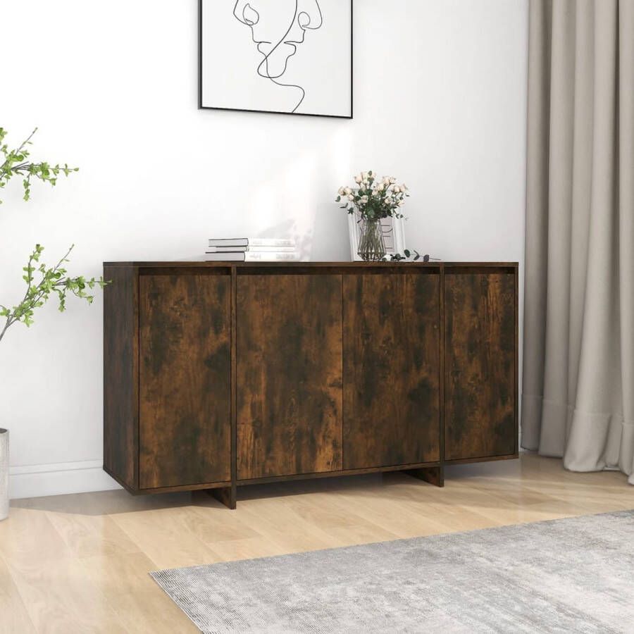 The Living Store Dressoir 135x41x75 cm spaanplaat gerookt eikenkleurig Keukenkast