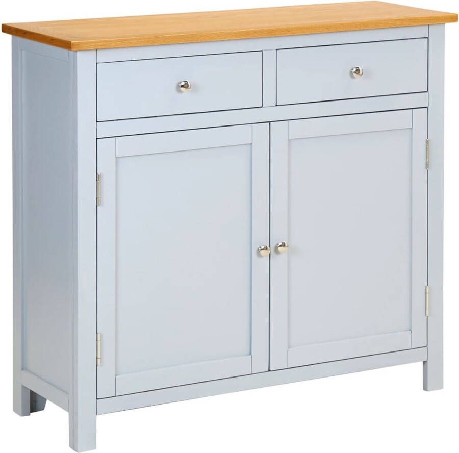 The Living Store Dressoir Rustieke stijl Massief eiken- en acaciahout Lichtgrijs 90x33.5x83cm