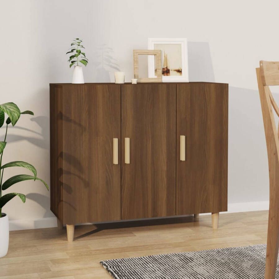 The Living Store Dressoir Buffetkast 90 x 34 x 80 cm Bruineiken Gemakkelijk schoon te maken