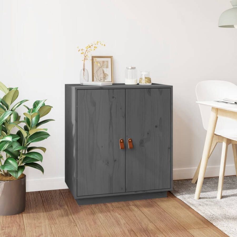 The Living Store Dressoir Bijzetkast 65.5 x 40 x 75 cm Grijs massief grenenhout