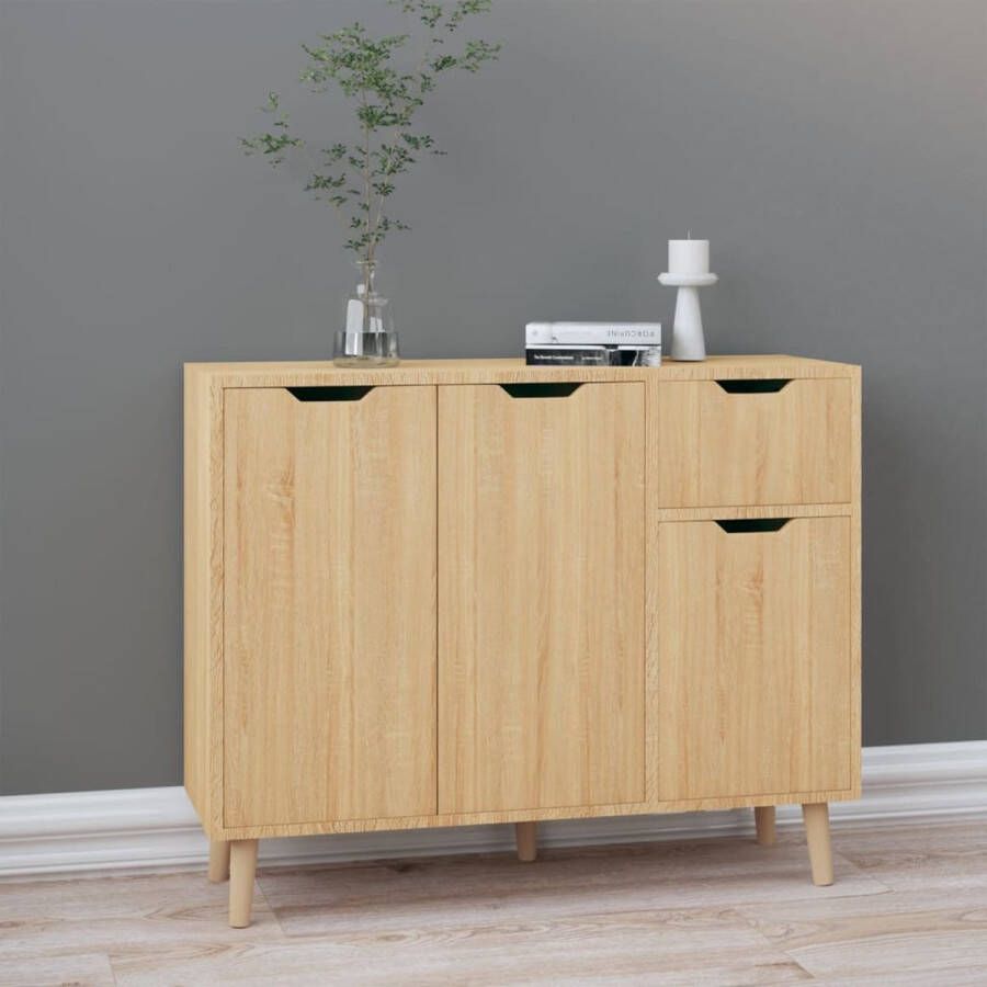 The Living Store Dressoir Bijzetkast 90x30x72 cm Sonoma Eiken