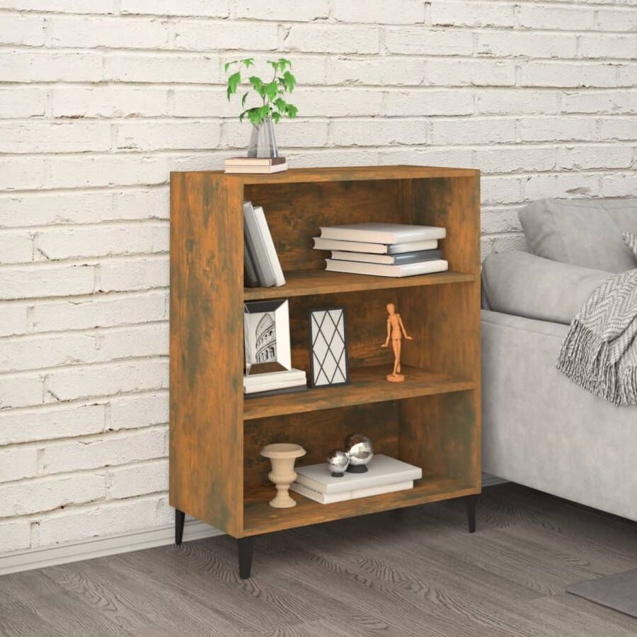 The Living Store Dressoir 69-5x32-5x90 cm bewerkt hout gerookt eikenkleurig Keukenkast