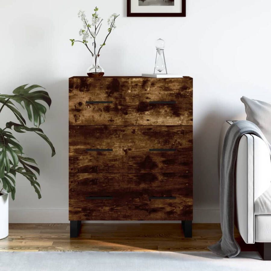 The Living Store Dressoir 69-5x34x90 cm bewerkt hout gerookt eikenkleurig Keukenkast