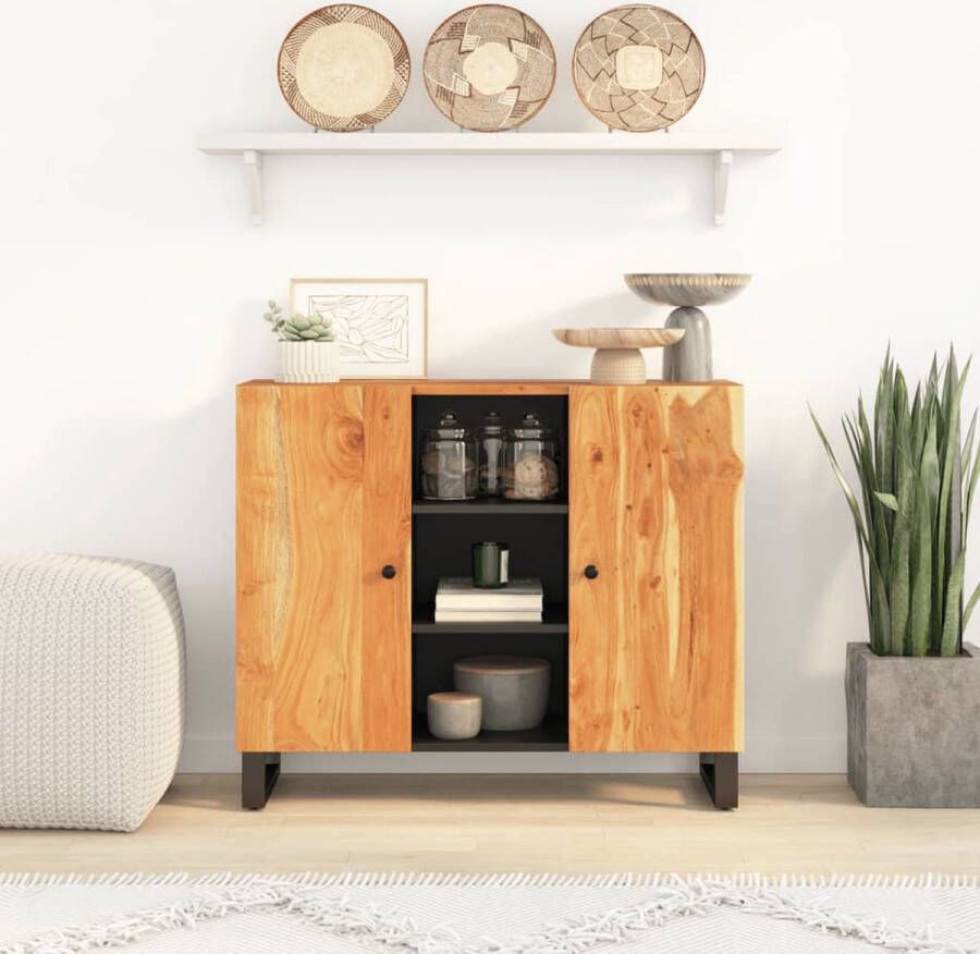 The Living Store Dressoir Massief Acaciahout 90 x 33 x 75 cm Stevig Tafelblad