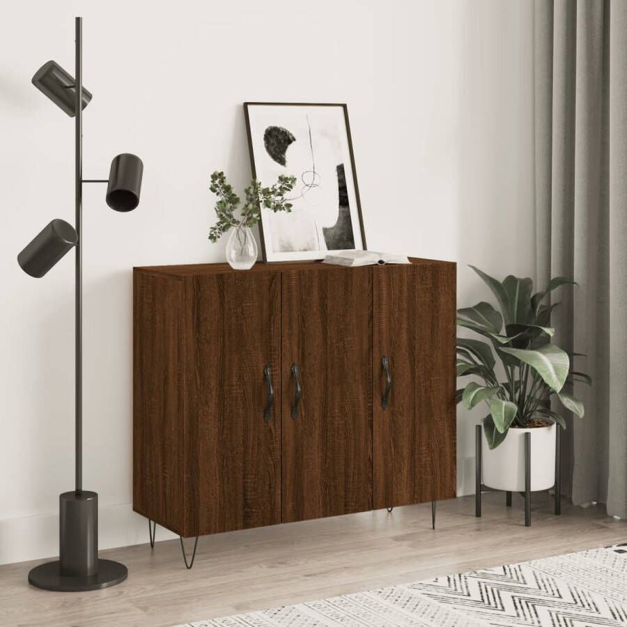 The Living Store Dressoir Modern Meubelen Afmeting- 90 x 34 x 80 cm Ken- Bruineiken