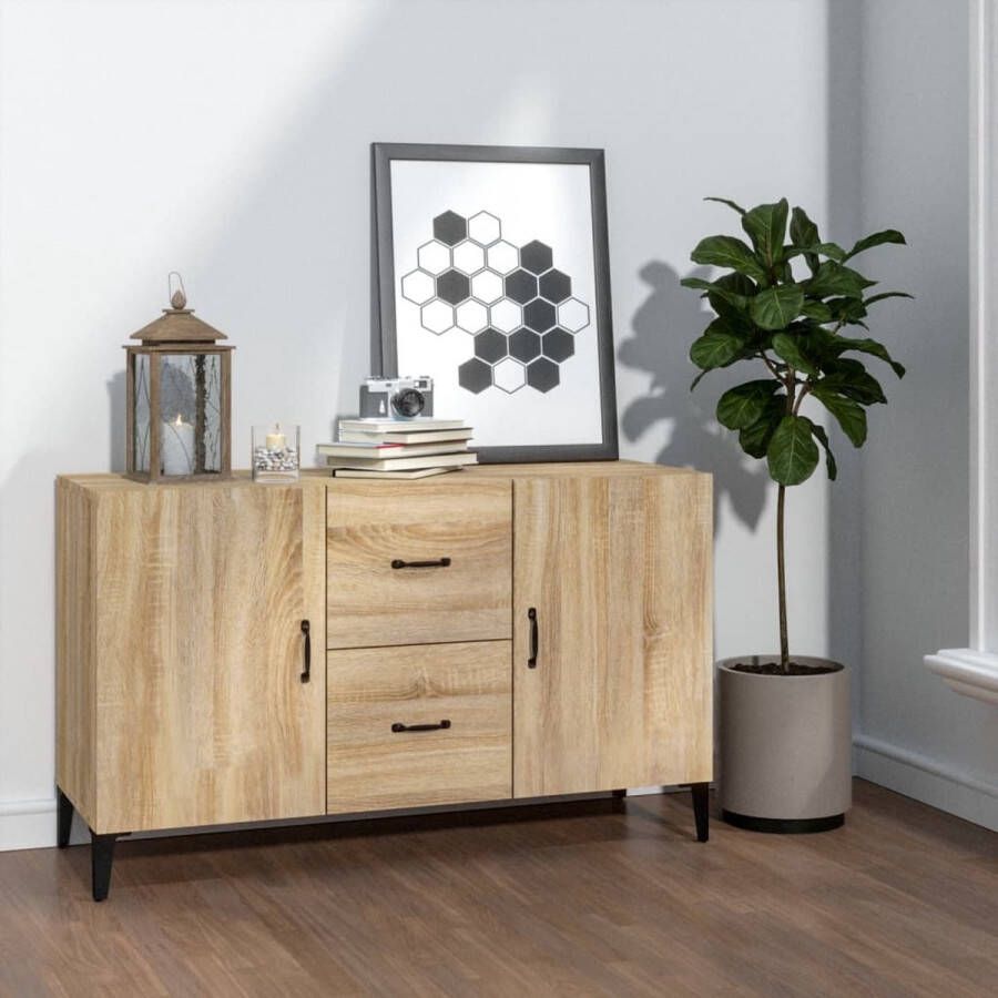 The Living Store Dressoir 100x36x60 cm bewerkt hout sonoma eikenkleurig Keukenkast