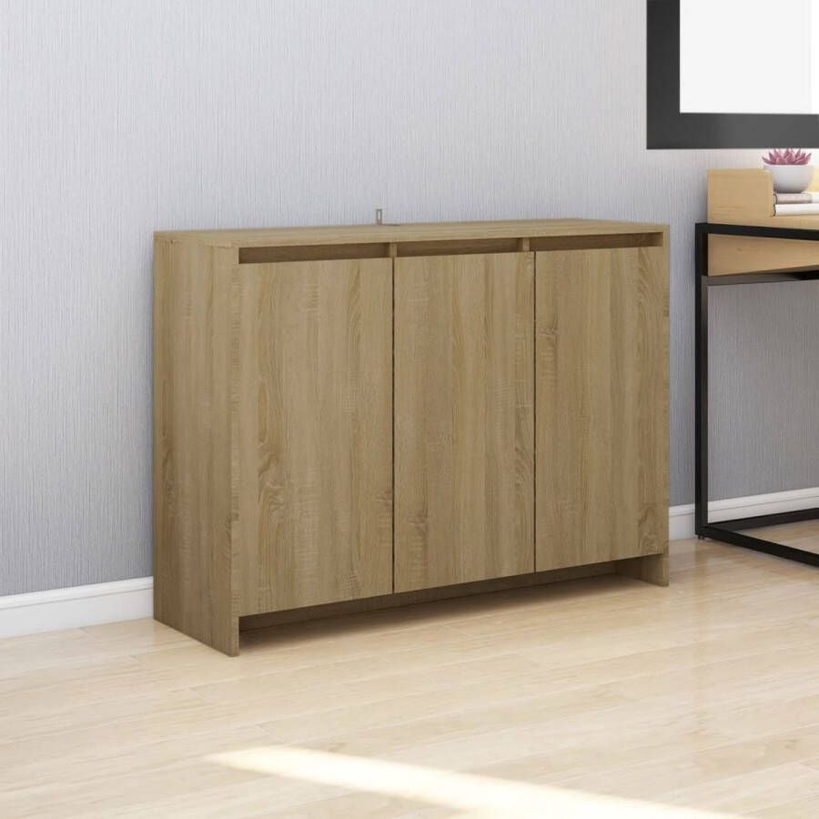 The Living Store Dressoir Sonoma Eiken 102 x 33 x 75 cm 3 Deuren