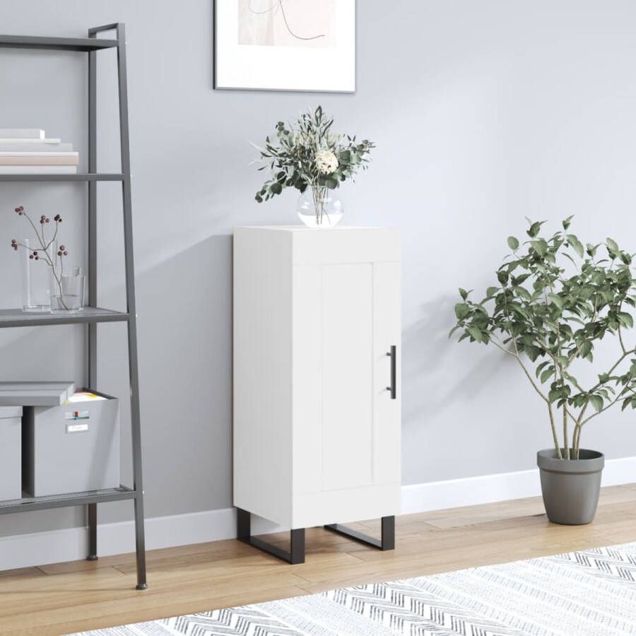 The Living Store Dressoir Trendy Kast 34.5 x 34 x 90 cm Wit Met opbergruimte