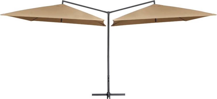 The Living Store Dubbele Parasol Taupe 485 x 250 x 260 cm UV-beschermend en anti-vervagend