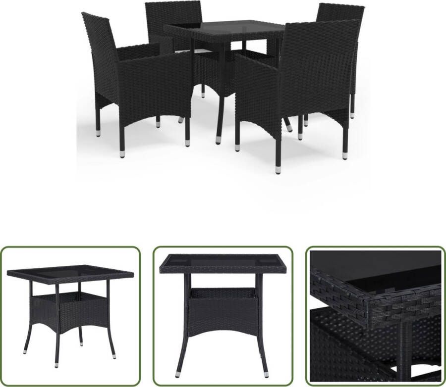 The Living Store Eethoek 5-delige set UV-beschermd PE-rattan Gepoedercoat stalen frame Geschikt voor 8 personen