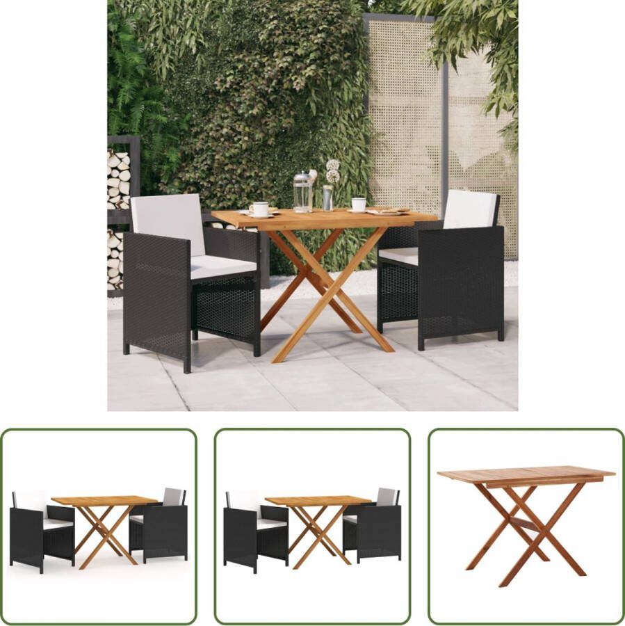 The Living Store Eethoek Acaciahout Tafel 110x67x74cm Stoel 52x56x85cm