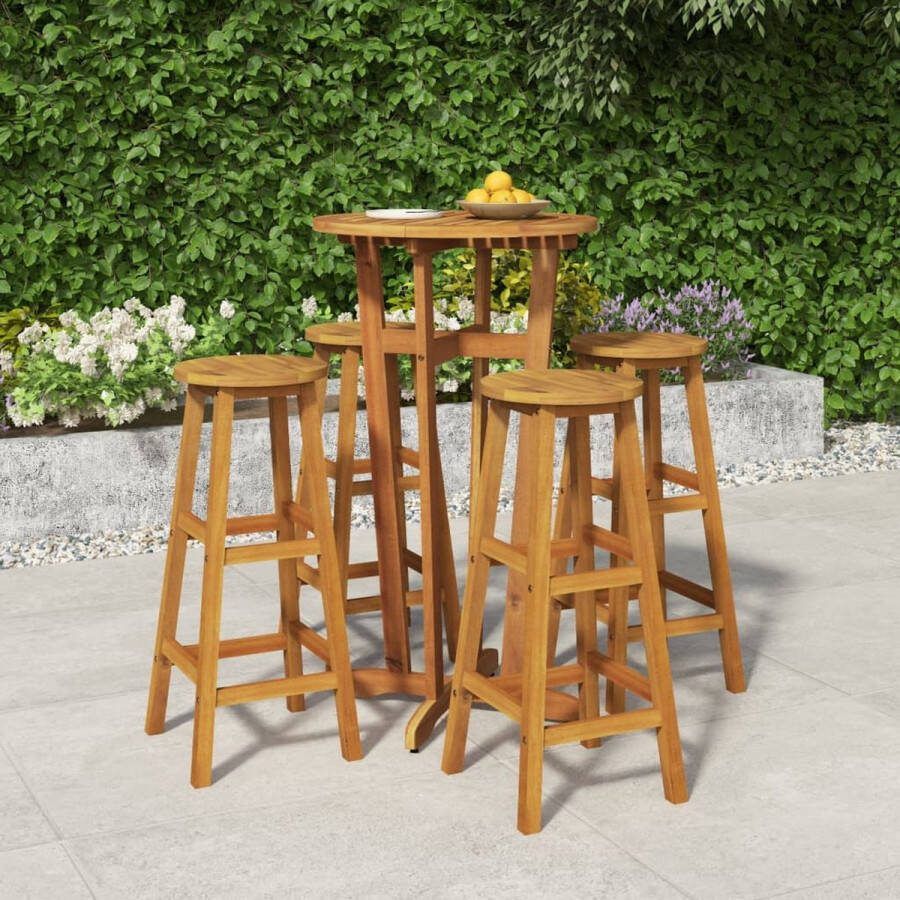 The Living Store Eethoek Acaciahout Tafel 60x105cm Stoel 34x34x76cm