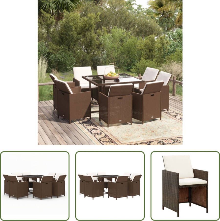 The Living Store Eethoek Bruin PE Rattan 109 x 107 x 74 cm Montage vereist