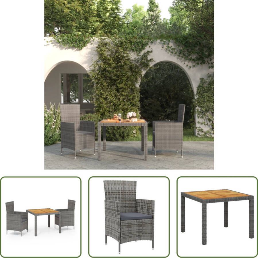 The Living Store Eethoek Buitenmeubelen 90 x 90 x 75 cm Grijs PE-rattan