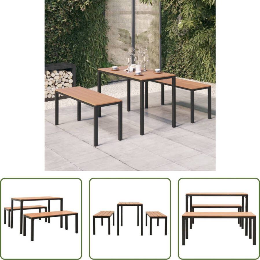 The Living Store Eethoek Hout-Kunststof Staal 110 x 58.5 x 75.5 cm Bruin Zwart