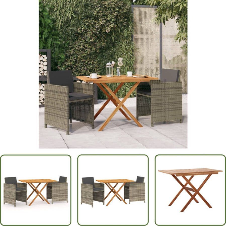 The Living Store Eethoek Massief acaciahout Eenvoudig schoon te maken Comfortabele kussens Weerbestendig Grijs antraciet