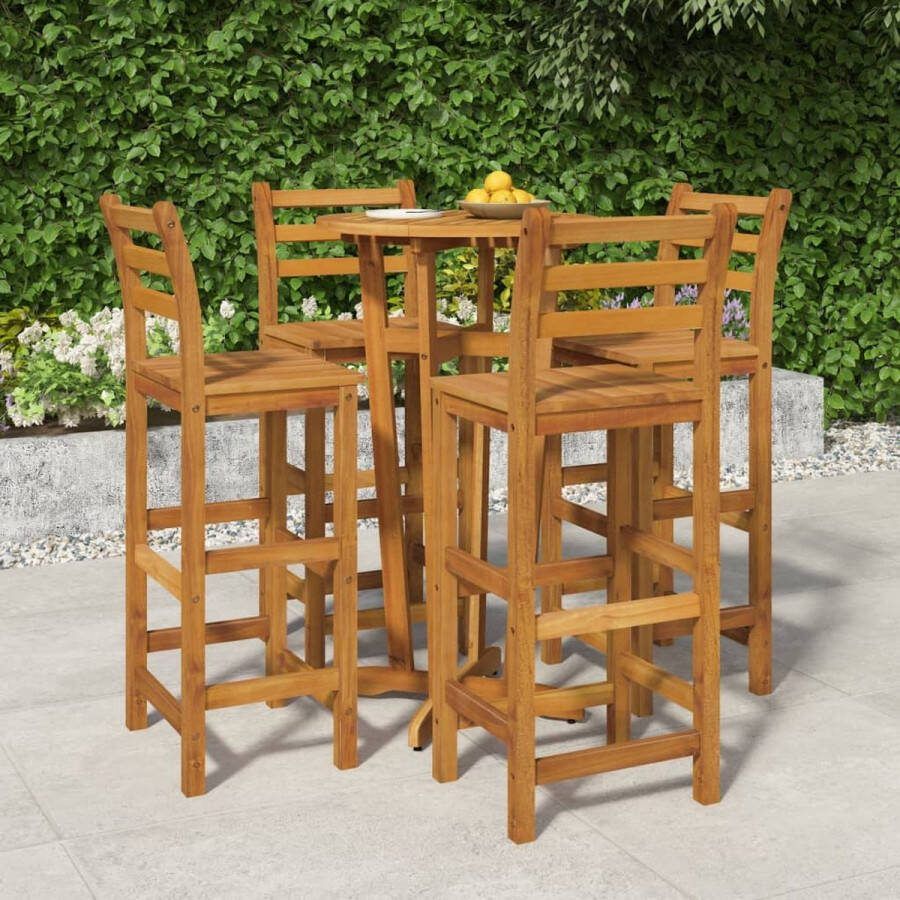 The Living Store Eethoek Massief Acaciahout Tafel 60x105cm Stoel 42x36x110cm