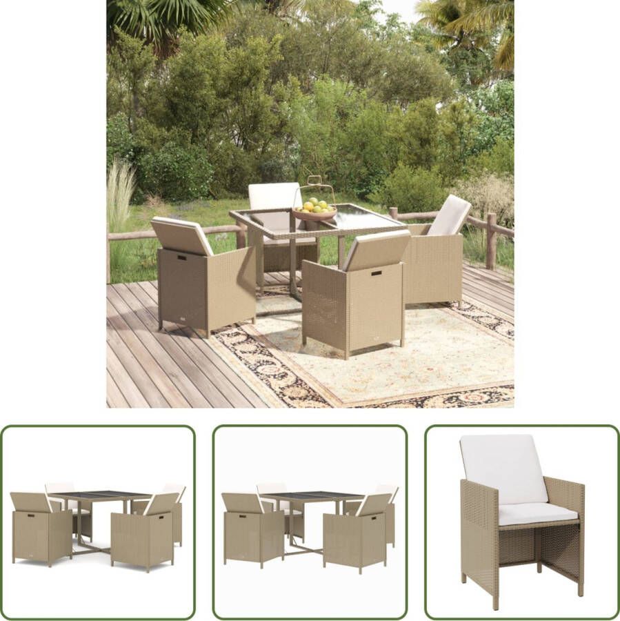 The Living Store Eethoek Modern Buitengebruik PE-rattan Stalen frame Comfortabel