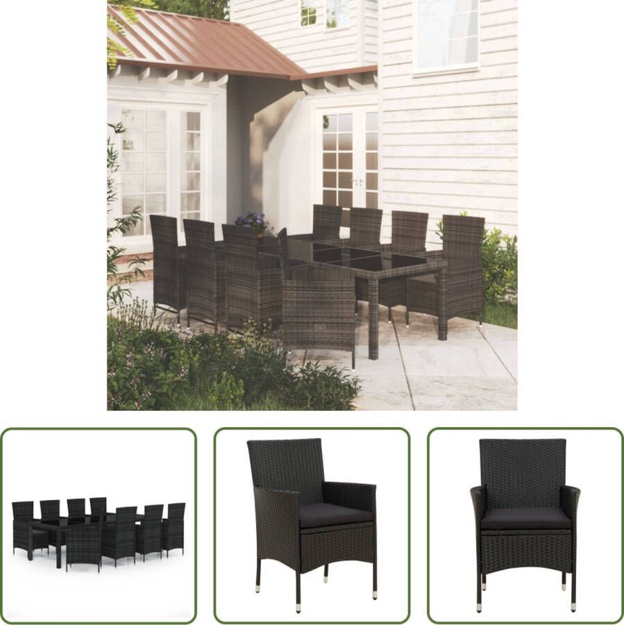 The Living Store Eethoek Poly Rattan Zwart 250 x 100 x 75 cm (L x B x H) 8 stoelen Montage vereist