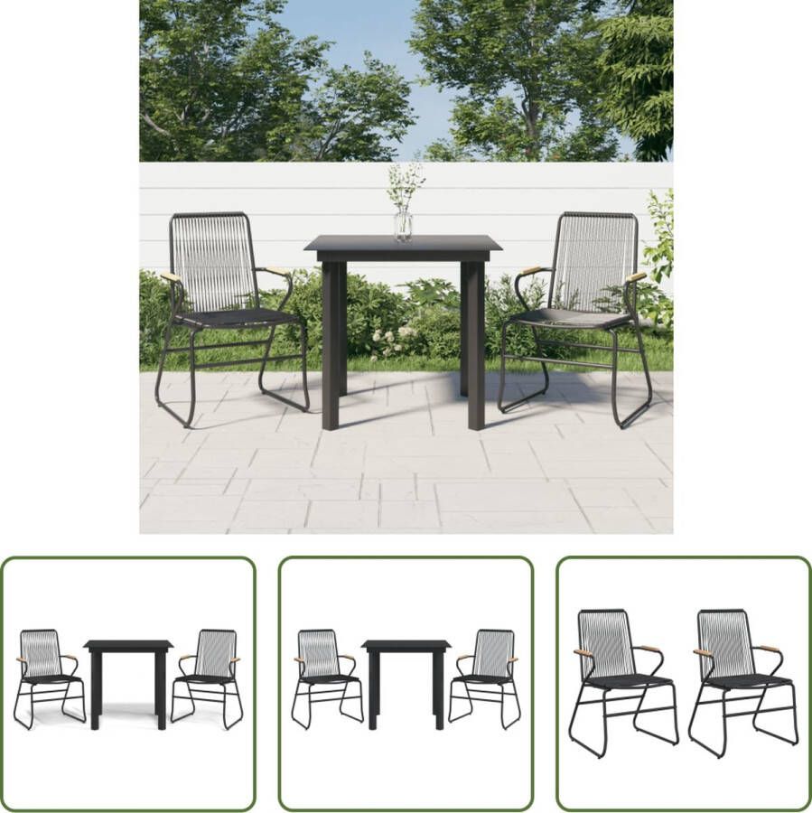 The Living Store Eethoek PVC-rattan 59 x 58 x 85.5 cm Zwart Stalen frame Stevig tafelblad Comfortabele zitervaring