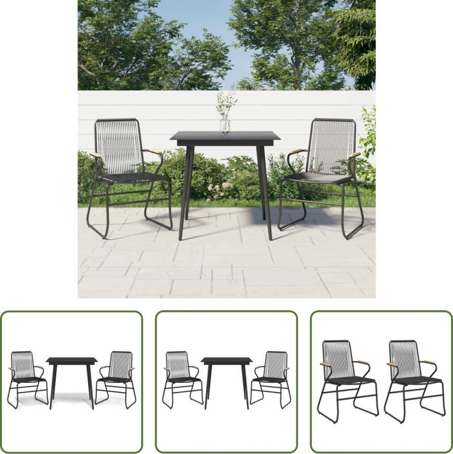 The Living Store Eethoek Tuinset 59x58x85.5 cm PVC-rattan Zwart