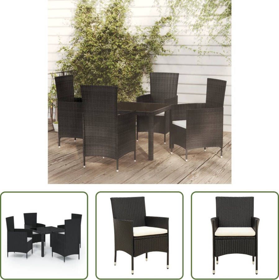 The Living Store Eethoek Tuinset 90x90x75cm Zwart Poly Rattan