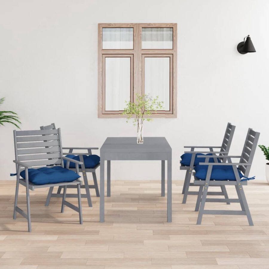 The Living Store Eetkamerstoelen Koningsblauwe kussens Massief acaciahout 56 x 62 x 92 cm
