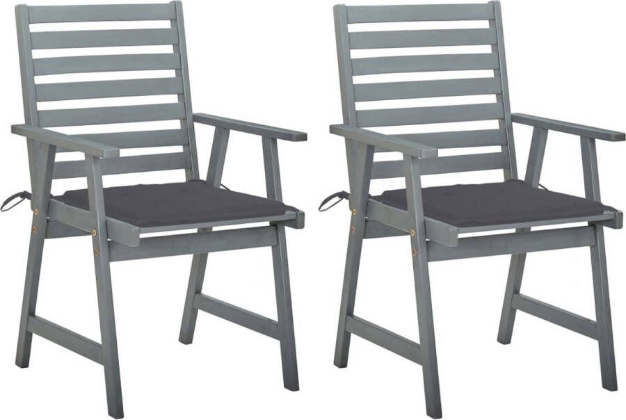 The Living Store Eetstoelen Set Acaciahout Met Kussens 56x62x92cm Greywash