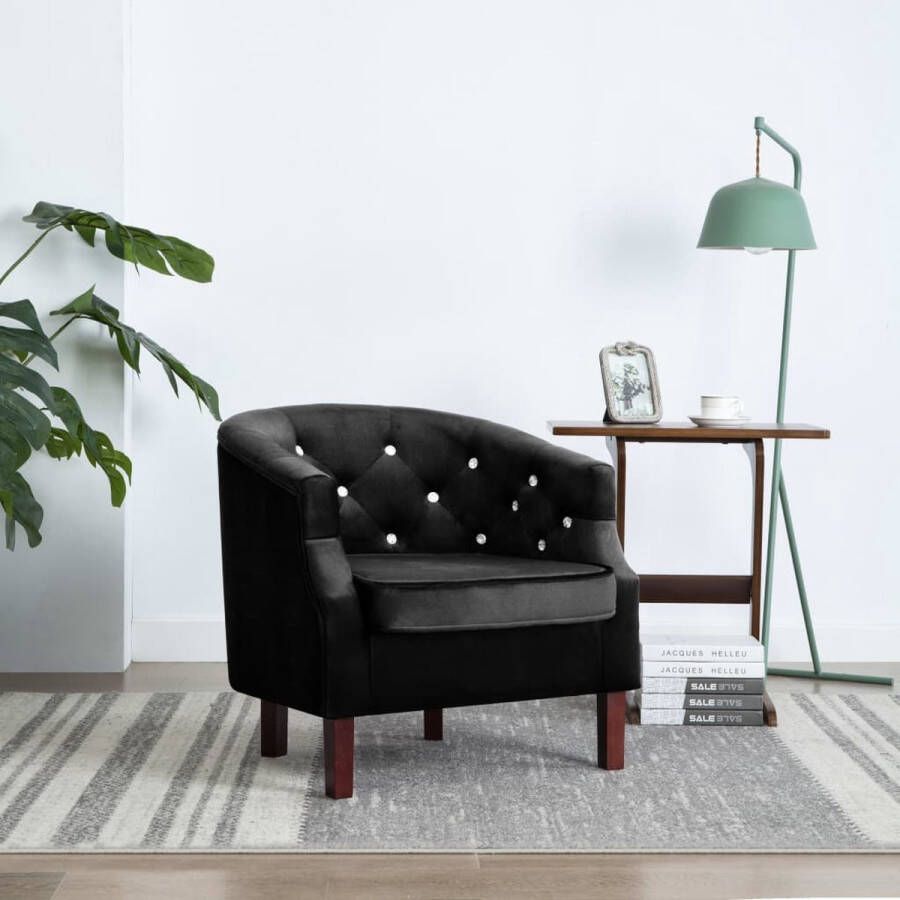 The Living Store Elegante fauteuil Fluwelen bekleding 65 x 64 x 65 cm zwart