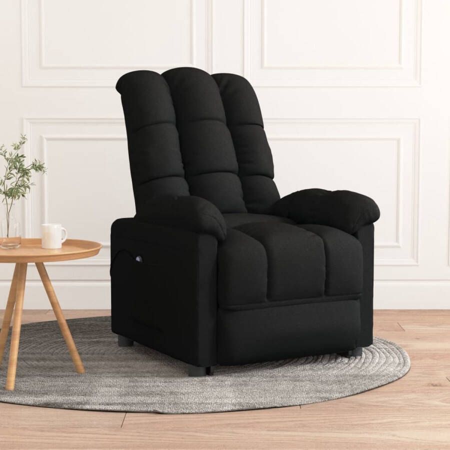 The Living Store Elektrisch verstelbare fauteuil TV stoel 74x99x102cm Zwart stof 100% polyester