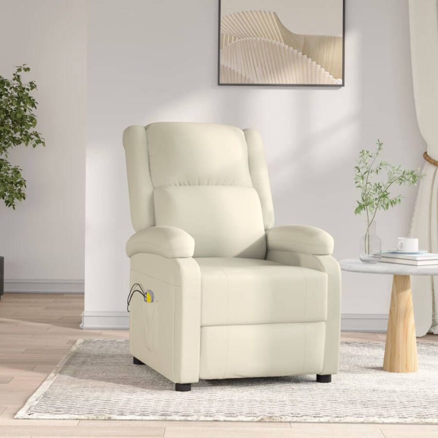 The Living Store Elektrische Massagefauteuil Comfortabel en verstelbaar 70x93x98 cm Wit