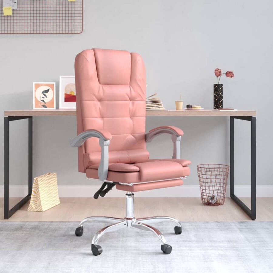The Living Store Ergonomische bureaustoel roze 63x56cm Massagefunctie