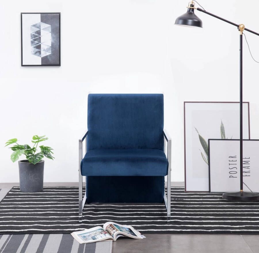 The Living Store Fauteuil Lounge Blauw 53 x 69 x 73 cm Stabiel en Comfortabel Polyester