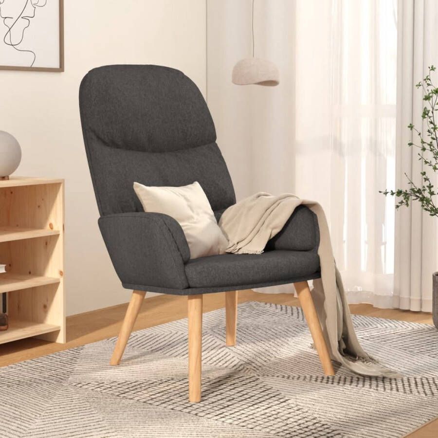 The Living Store Fauteuil Relaxstoel Donkergrijs 70 x 77 x 98 cm Dik gevoerd en zacht aanvoelende stof