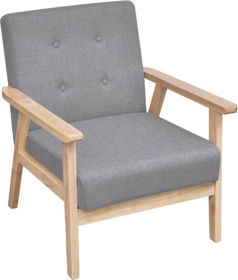 The Living Store Retro Fauteuil Lichtgrijs 64.5 x 67 x 73.5 cm Houten frame