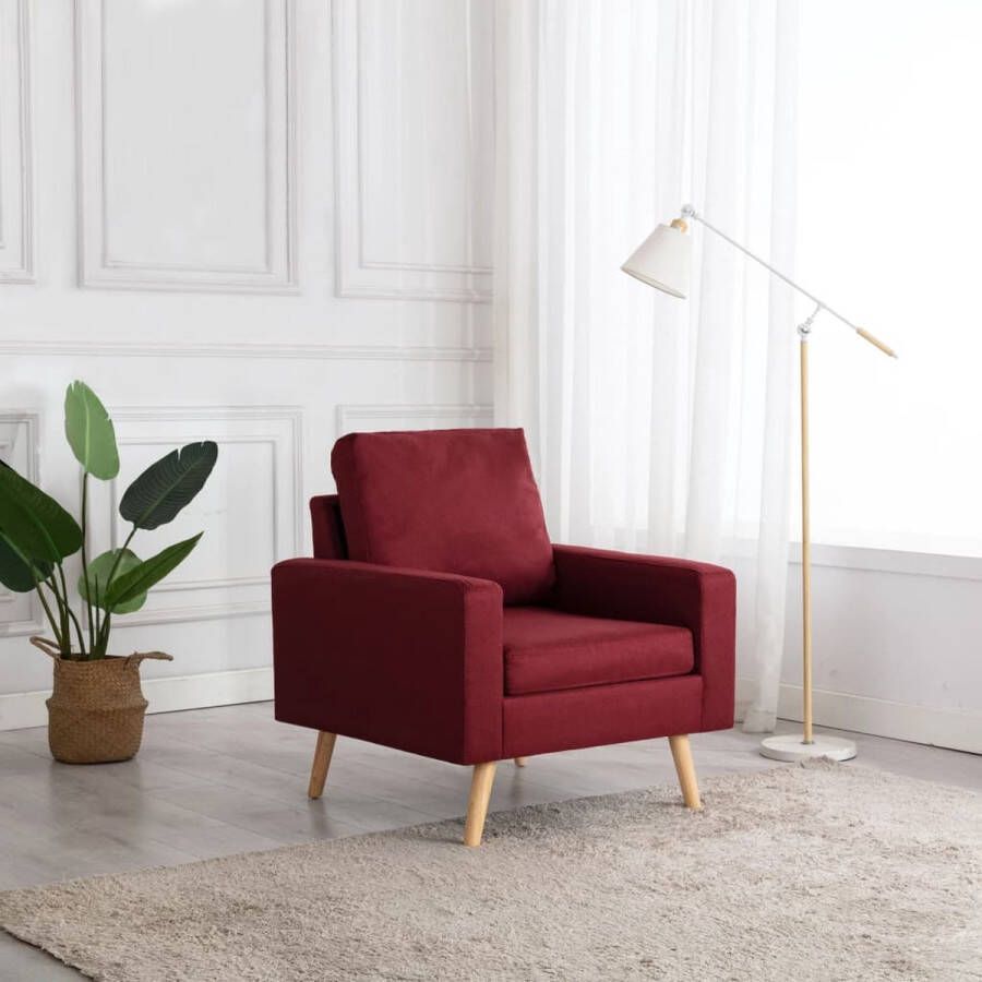 The Living Store Fauteuil stof wijnrood Fauteuil