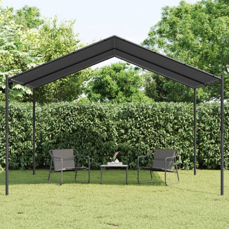 The Living Store Feesttent 4x3x2.6m Waterbestendig Polyester Stabiel Stalen Frame Ruim en Veelzijdig Antraciet