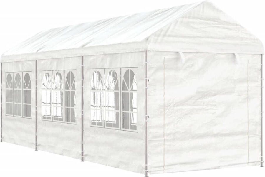 The Living Store Feesttent PE 6.69 x 2.28 x 2.69 m wit stevig stalen frame en 8 zijwanden