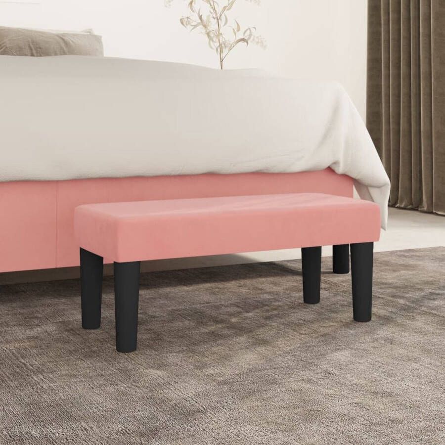 The Living Store Fluwelen Bankje Roze 70x30x30cm