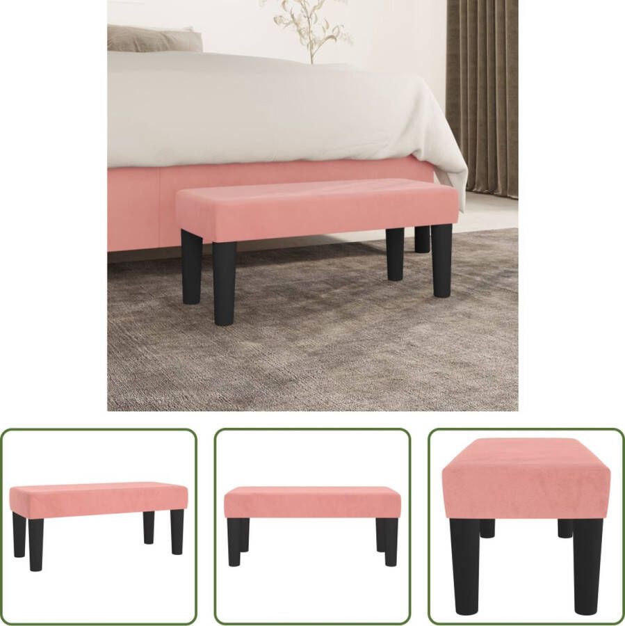 The Living Store Fluwelen Bankje Roze 70x30x30cm